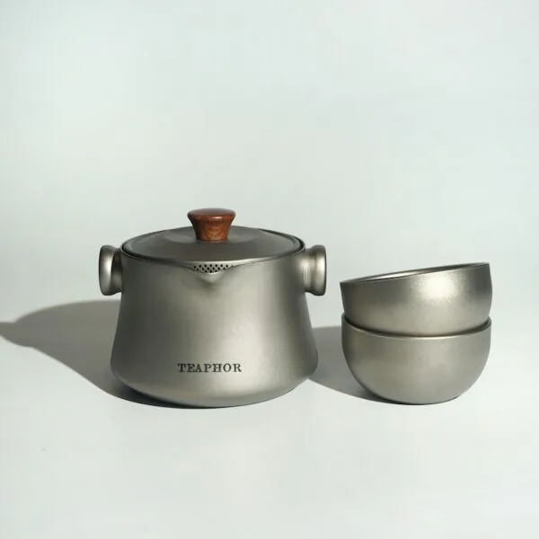 Premium Ultra-Light Titanium Tea Set – Portable Teapot with Filter + 2 Cups | Outdoor & Office Gongfu Tea Kit